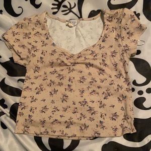 Low cut (heart shaped) floral t- cropped top